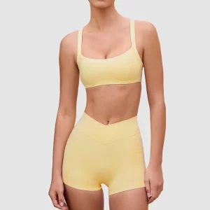 High Elastic Nude Feeling Breathable Elastic Cross Waist Three-point Shorts Suspender Beautiful Back Sports Underwear Yoga Suit